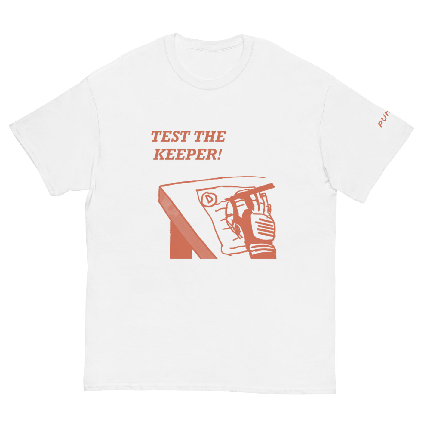 Herre t-shirt med 'TEST THE KEEPER'-design